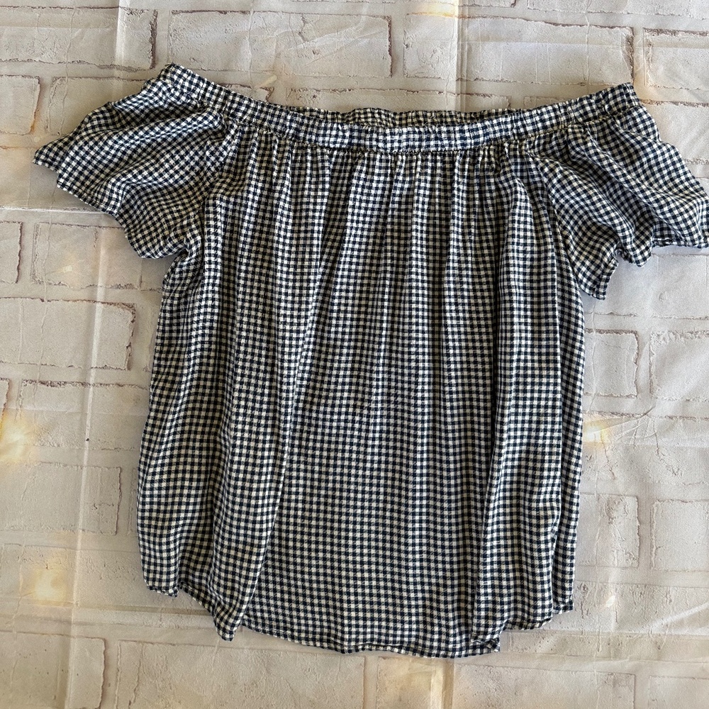 Mossimo Off-The-Shoulder Gingham Top Size XL